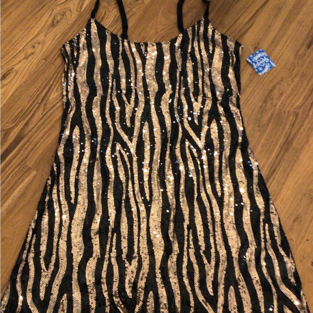 Free People NWT Black and Bronze Sequin Chemise Size S